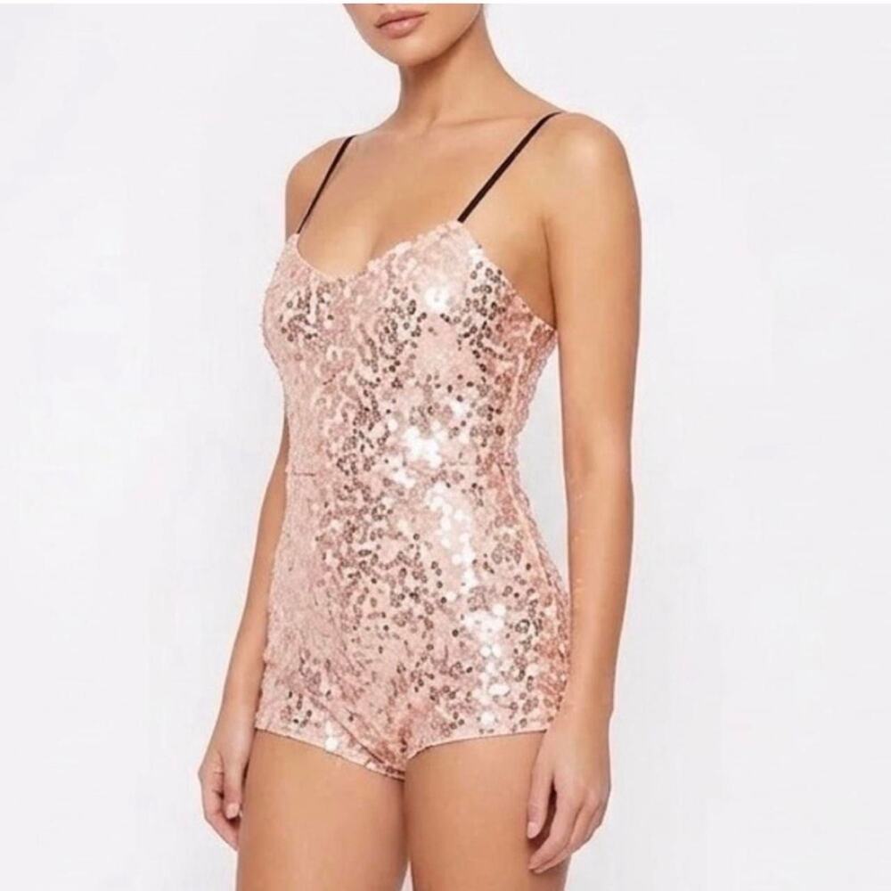 Anthropologie Blush Pink Sequin Cami Romper Size 2